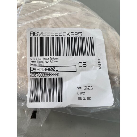 Denim and Company Active Textured Cotton Funnel Neck Pullover Size Small Tapioca - Picture 3 of 7